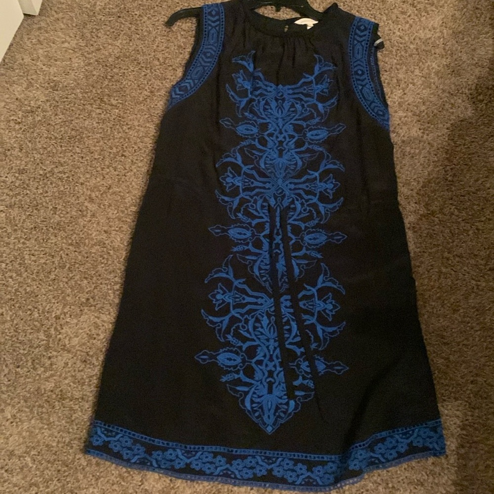 Rebecca Taylor Blue and Black Embellished Backless Mini Dress